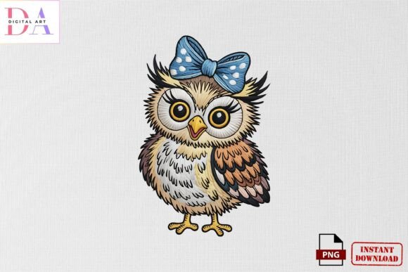 Cute Owl with Bow Embroidery PNG Review