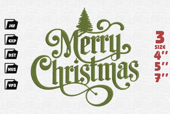 Elegant Christmas Embroidery in Olive Green