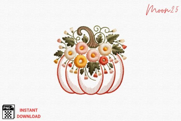 Floral Pumpkin Embroidery PNG Review for Autumn Apparel
