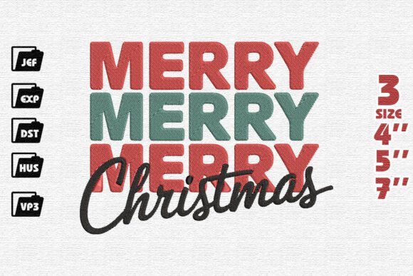 Modern Stacked Merry Christmas Embroidery Design Review