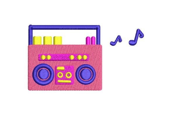 Retro 80s Boombox Stereo Embroidery Design