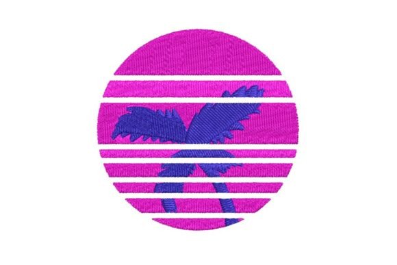 Retro 80s California Sunset Palm Tree Embroidery