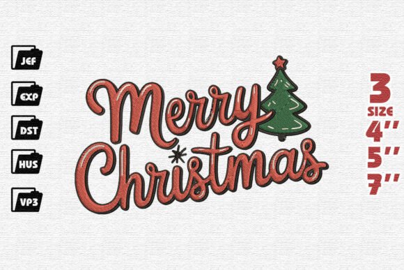 Retro Merry Christmas Shiny Script Embroidery Design Review